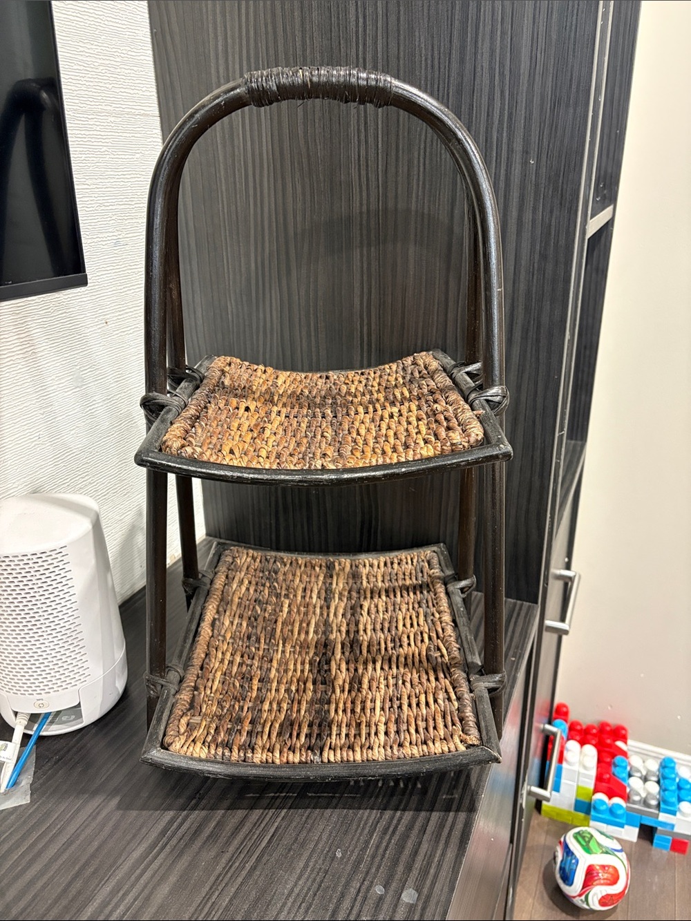 Natural Woven 2-Tier Home Accent Display - Brown